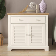 Modern Storage Cabinet Sideboard 2 Door 1 Drawer Ivory Oak Hallway Unit