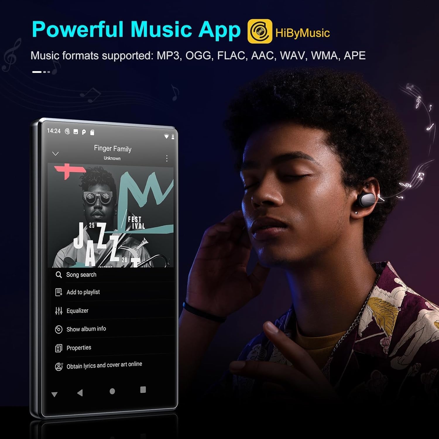 80GB MP3 Player WiFi Bluetooth 1080P FM Radio 512GB Black
