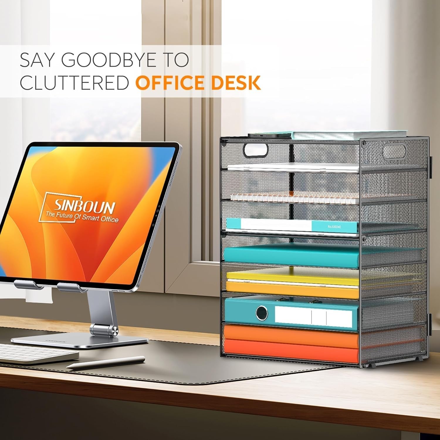 8-Tier Metal Desk Organizer Letter Tray File Holder for Office & Home