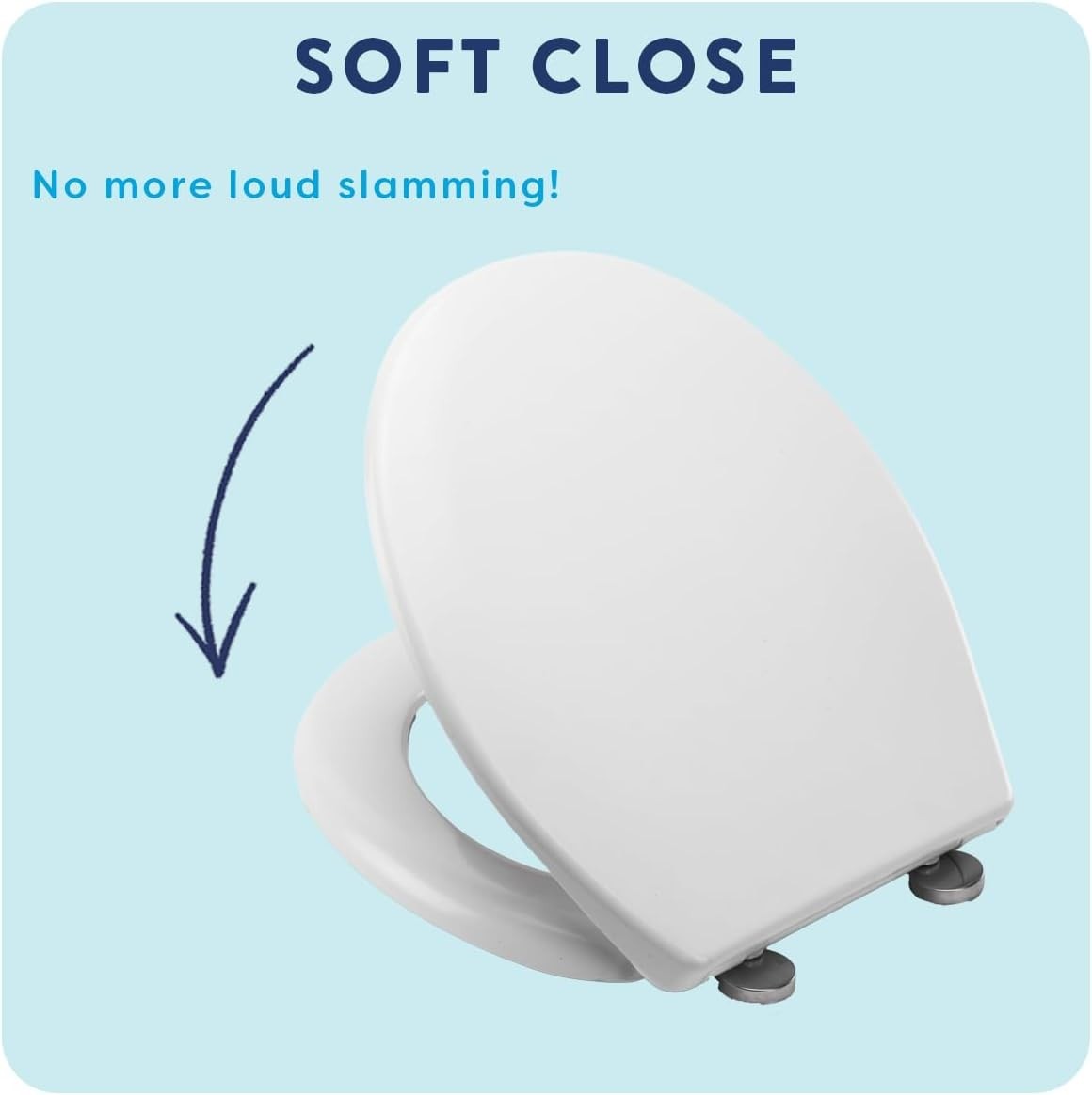White Toilet Seat Soft Close Quick Release Adjustable Hinges Antibacterial