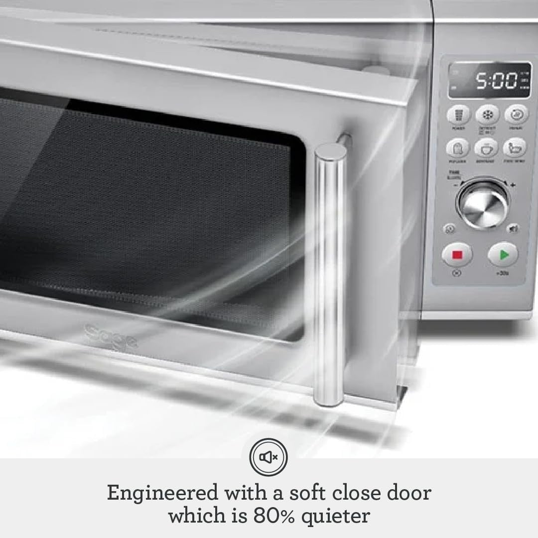 Sage Compact Wave Soft Close Microwave 25L Silver, Child Lock, 800W