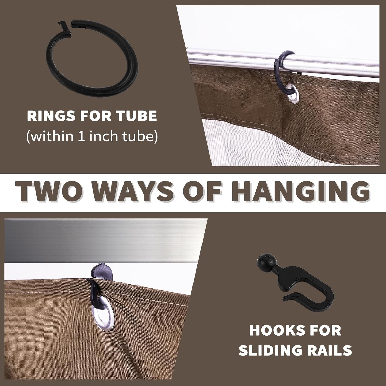 10x10ft Coffee Gazebo Mosquito Netting 4 Panels Zipper Sidewalls Outdoor