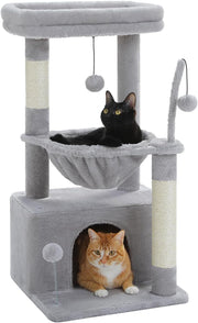 Cat Tree Tower Condo with Hammock Scratching Post Indoor Play 79cm