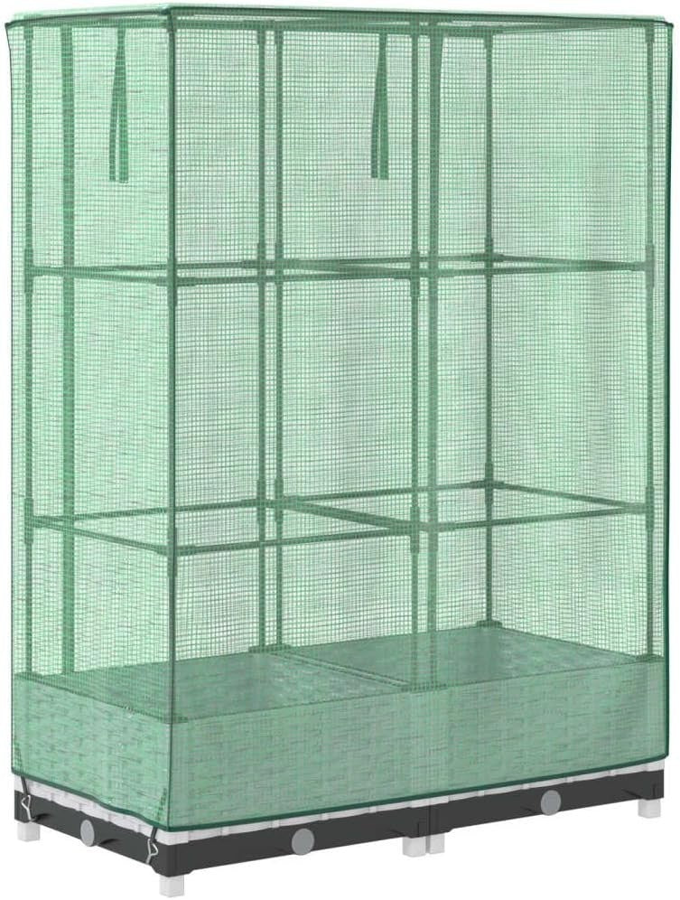 Raised Garden Planter with Greenhouse Cover 80x40x123cm | White Rattan Look