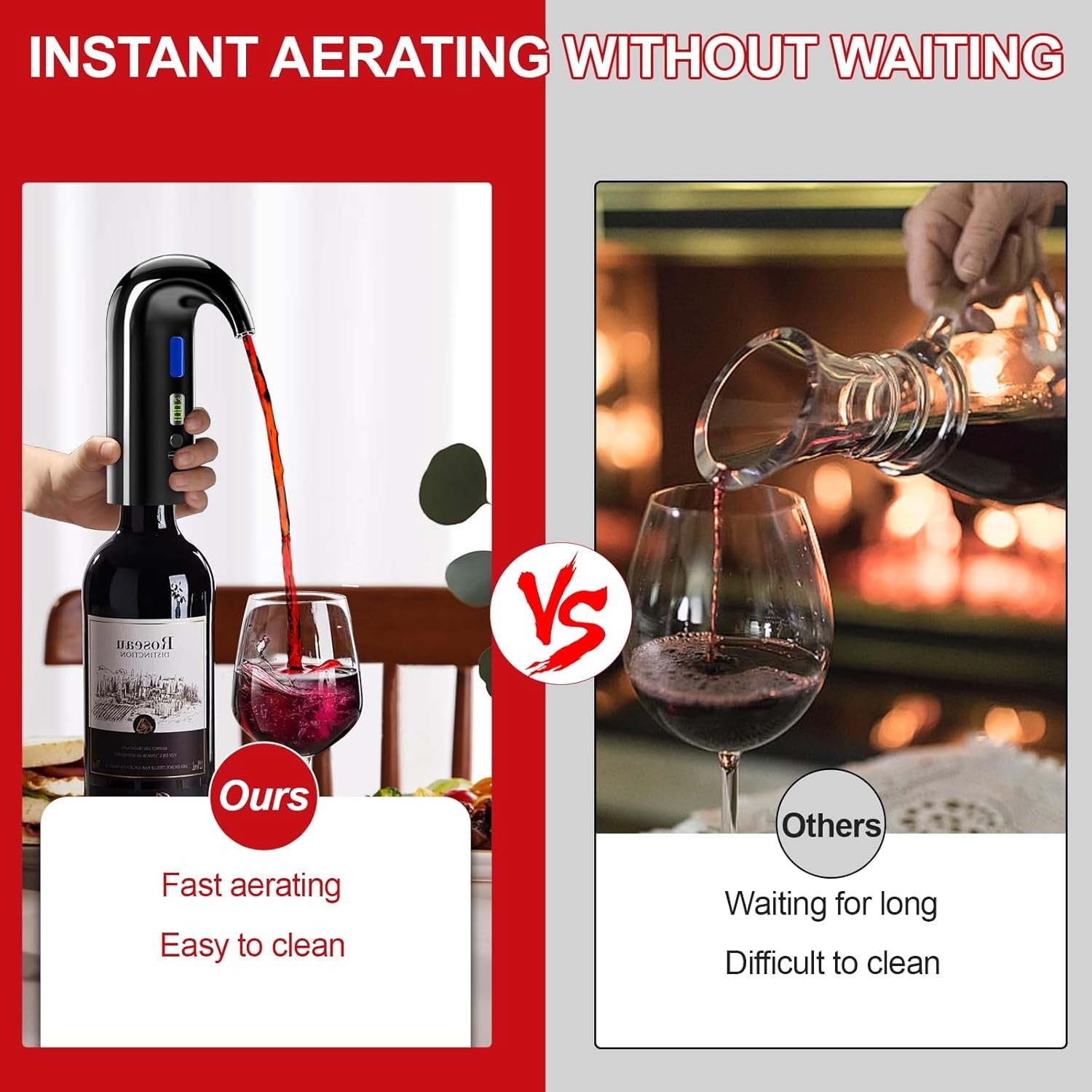 Electric Wine Aerator Dispenser Pump Auto Pourer USB-C Rechargeable 750ml