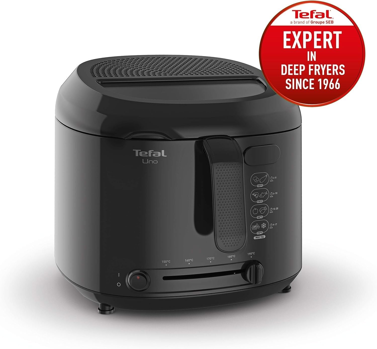 Compact Deep Fat Fryer 1kg Capacity Adjustable Temp Cool Touch Easy Clean
