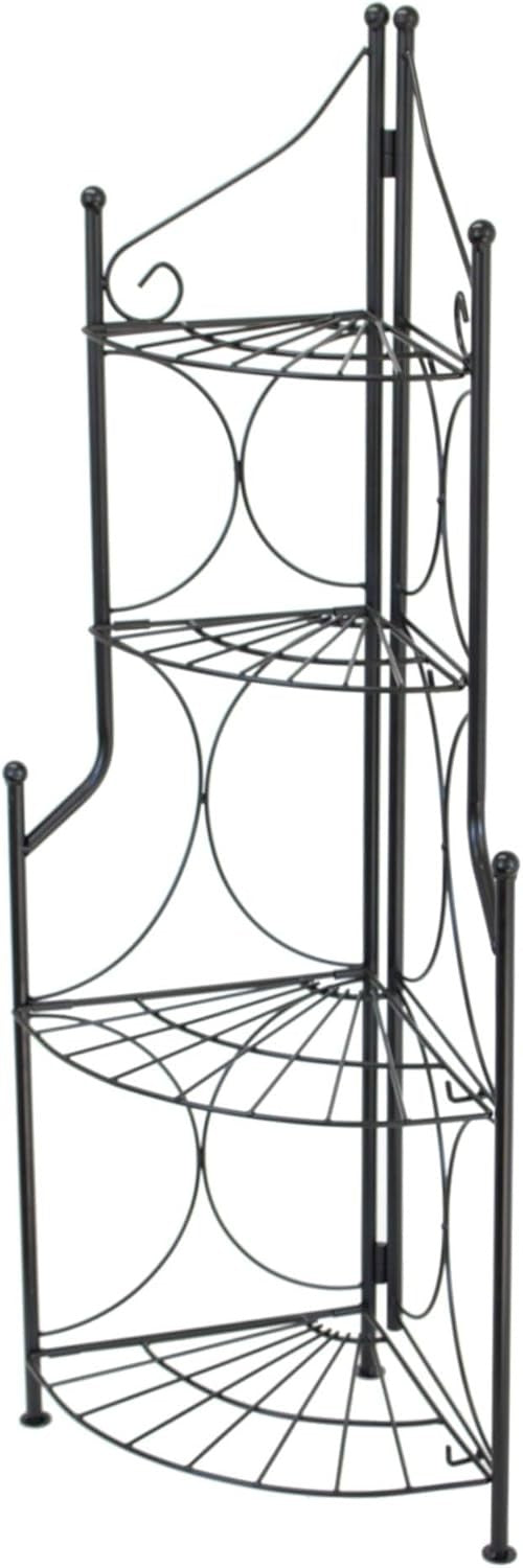 4 Tier Foldable Metal Plant Stand Black Garden Flower Display Rack Indoor Outdoo