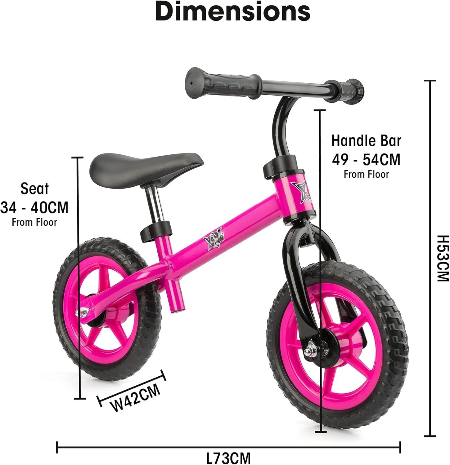 Pink Kids Balance Bike No Pedals Adjustable Seat Training Bicycle 2+