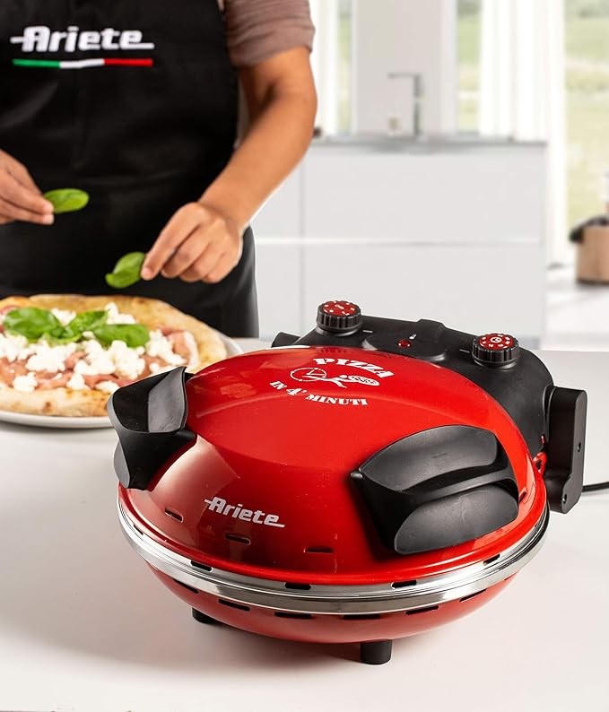 Electric Pizza Maker 1200W 5 Temp Settings Fast Cook Compact Oven Red