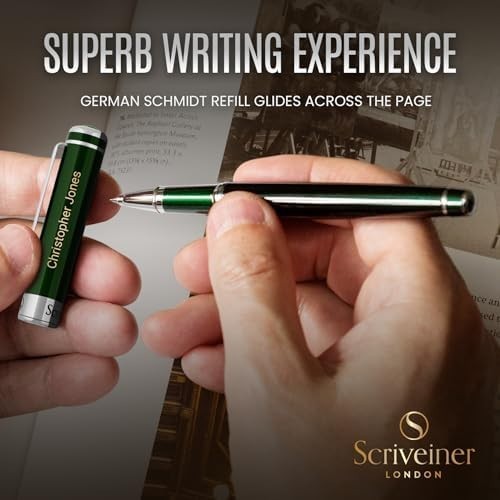 Personalised Rollerball Pen British Racing Green Chrome Medium Ink