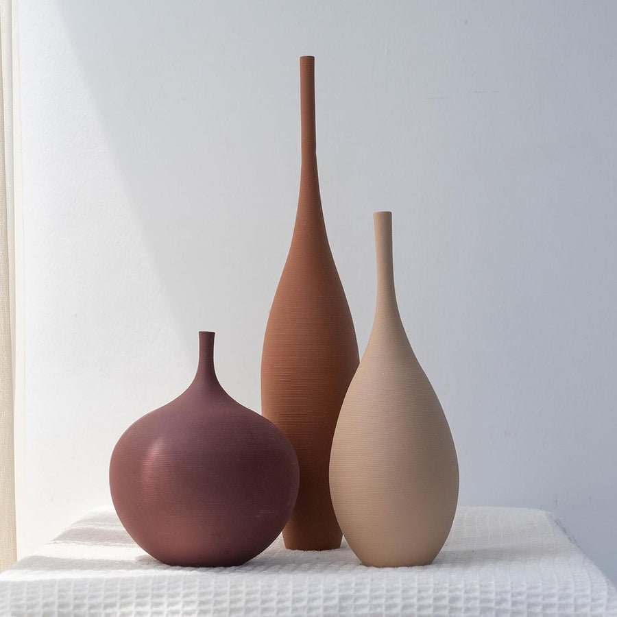 Ceramic Vase Set of 3 Modern Farmhouse Minimalist Table Centerpiece