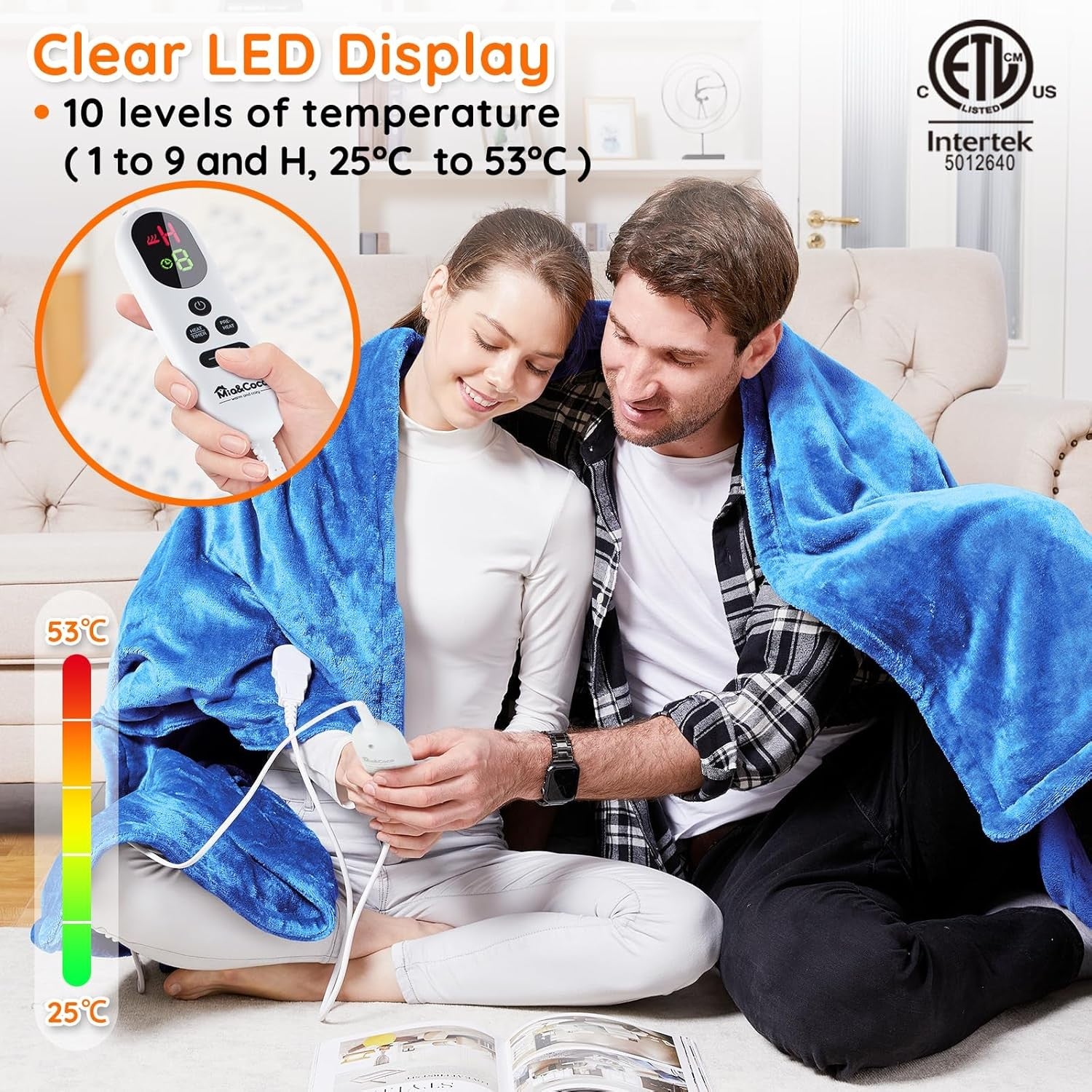 Electric Heated Throw Blanket XXL Fast Heat 10 Levels Sherpa Flannel 200x180cm
