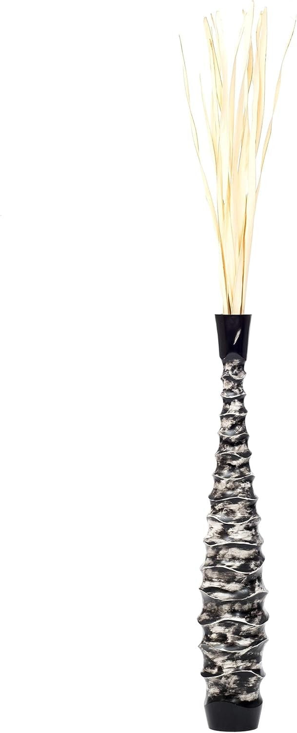 Large Black White Floor Vase 85cm Tall Wooden Decor for Pampas Grass