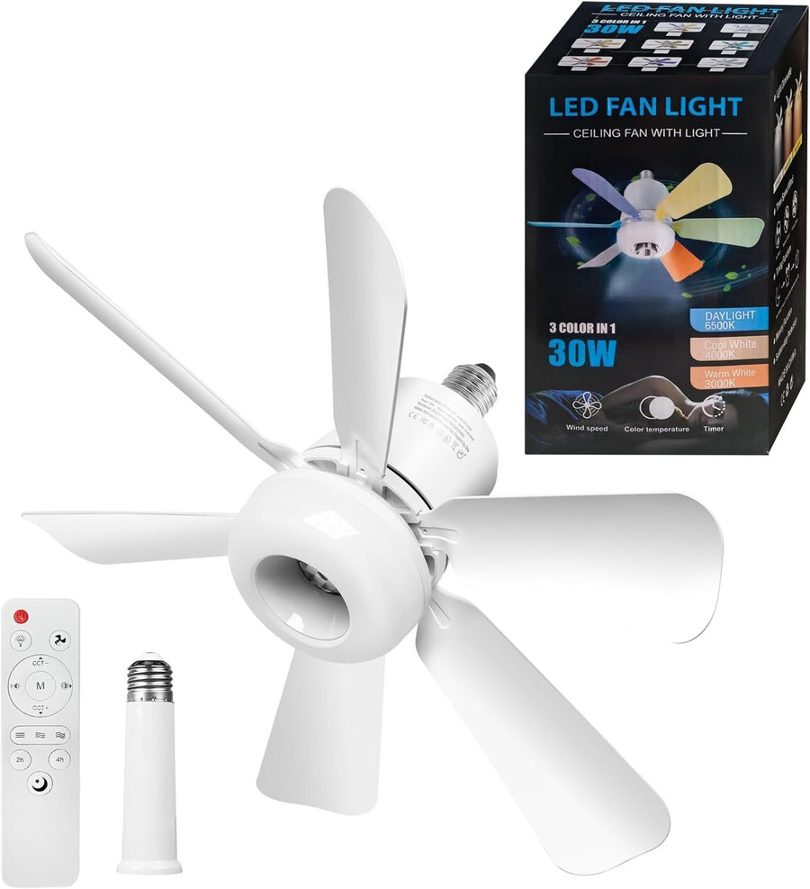 16.9-Inch Ceiling Fan with Light, Multicolour, Dimmable, Remote Control