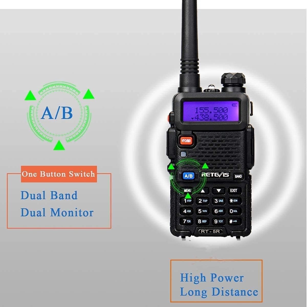 Dual Band Ham Radio Walkie Talkie Long Range 128CH VOX Type-C FM