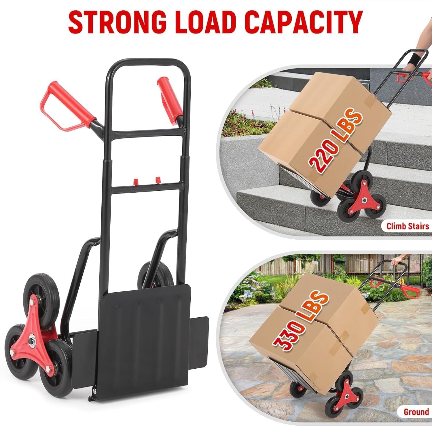 330lb Stair Climbing Hand Truck Folding 6 Wheel Grocery Luggage Cart