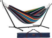 Double Cotton Hammock with Stand – 280cm Frame, 2 Person Outdoor Garden Bed