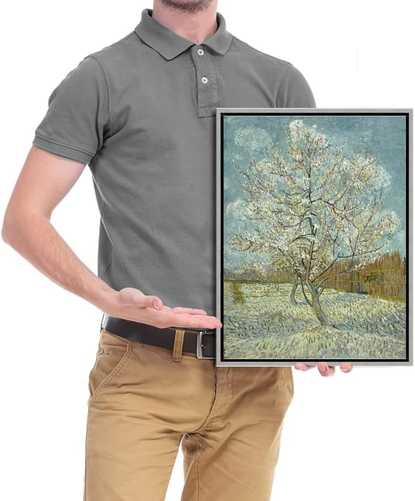 Silver Framed Blossom Tree Canvas Wall Art Modern Landscape Print 40x30cm