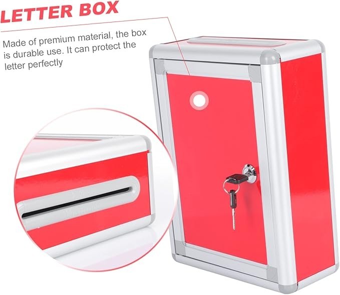 Lockable Wall Mount Mailbox Suggestion Box Aluminium Secure Post Holder 28.5cm