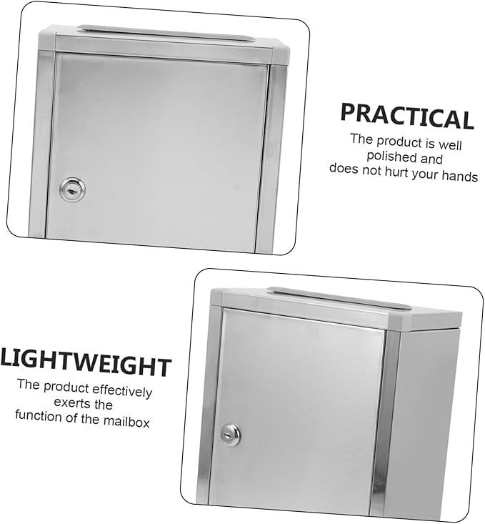 Lockable Wall-Mounted Stainless Steel Mailbox Secure Outdoor Post Box Large Slot