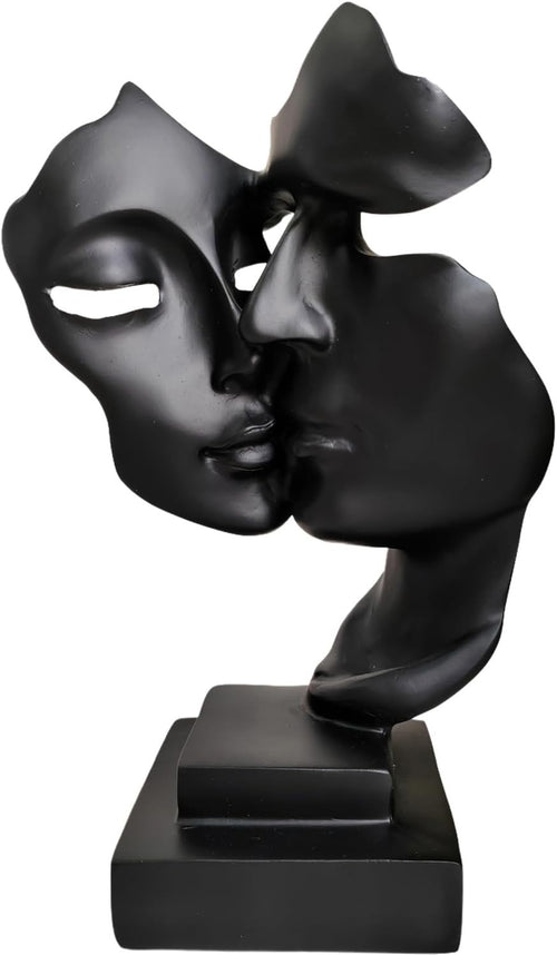 Luxury Abstract Couple Face Sculpture Ornament • Modern Resin Art Decor • Black