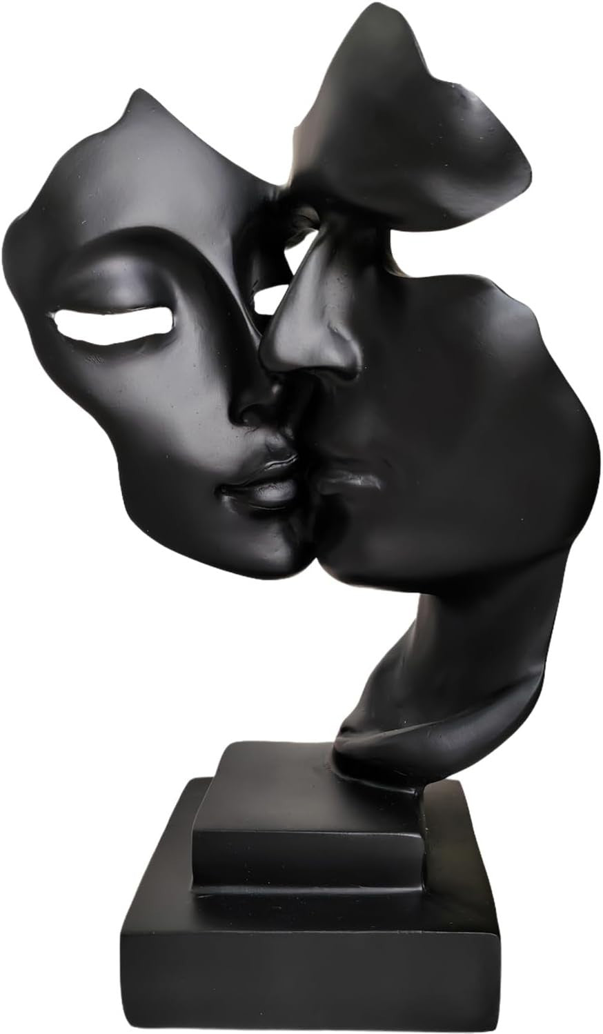 Luxury Abstract Couple Face Sculpture Ornament • Modern Resin Art Decor • Black