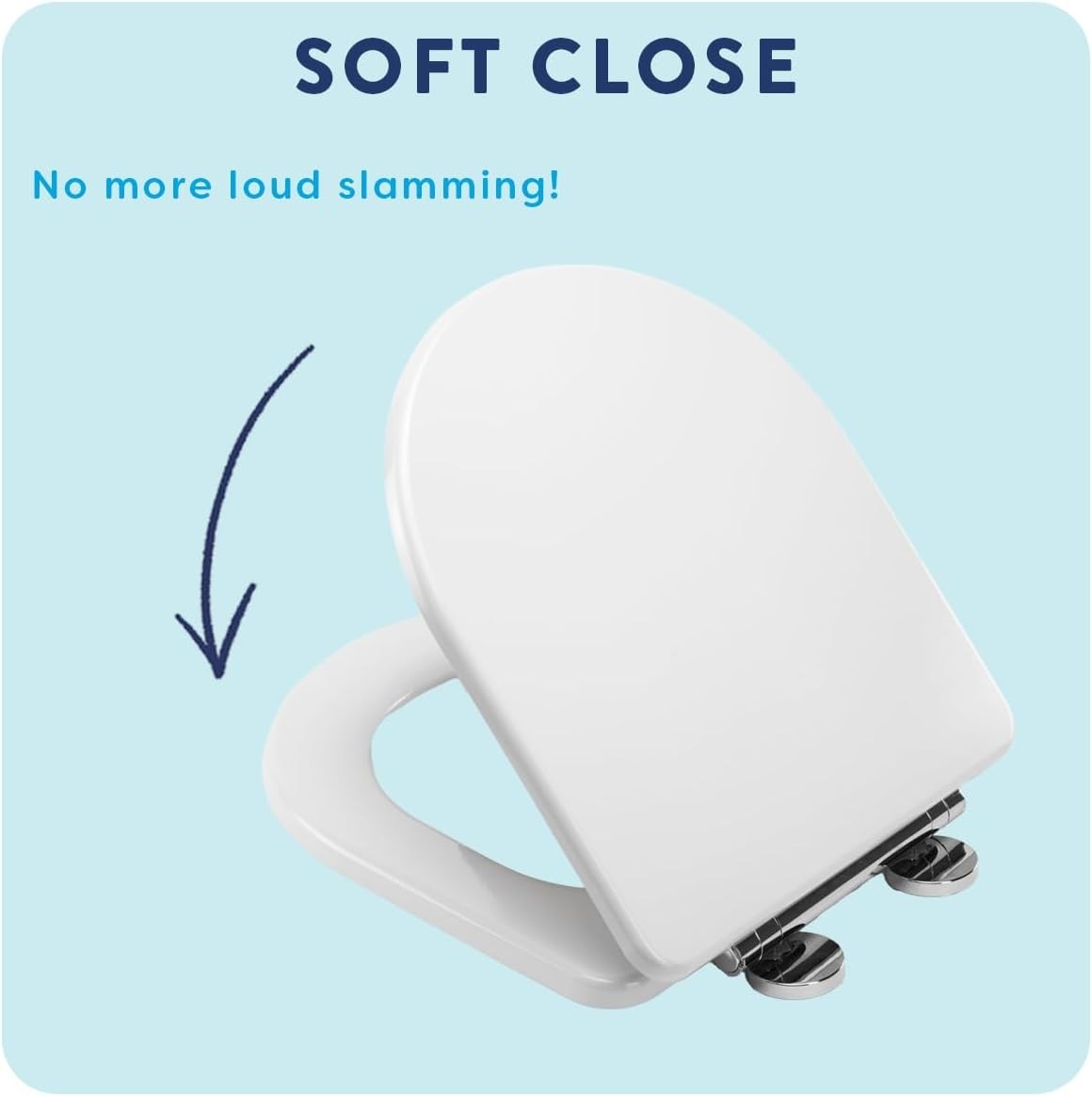 White Wood D-Shape Toilet Seat Soft Close Quick Release Antibacterial Durable