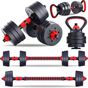 20KG Adjustable Dumbbell Set 6-in-1 Barbell Kettlebell Home Gym