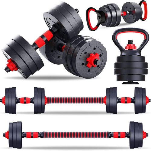 20KG Adjustable Dumbbell Set 6-in-1 Barbell Kettlebell Home Gym