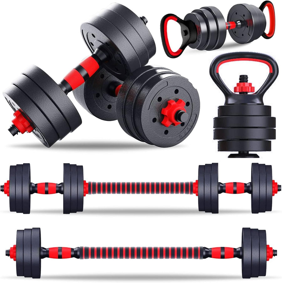 20KG Adjustable Dumbbell Set 6-in-1 Barbell Kettlebell Home Gym