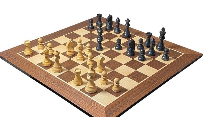 Luxury 3.75" Ebonised Chess Set with 20" Wenge Board & Storage Box