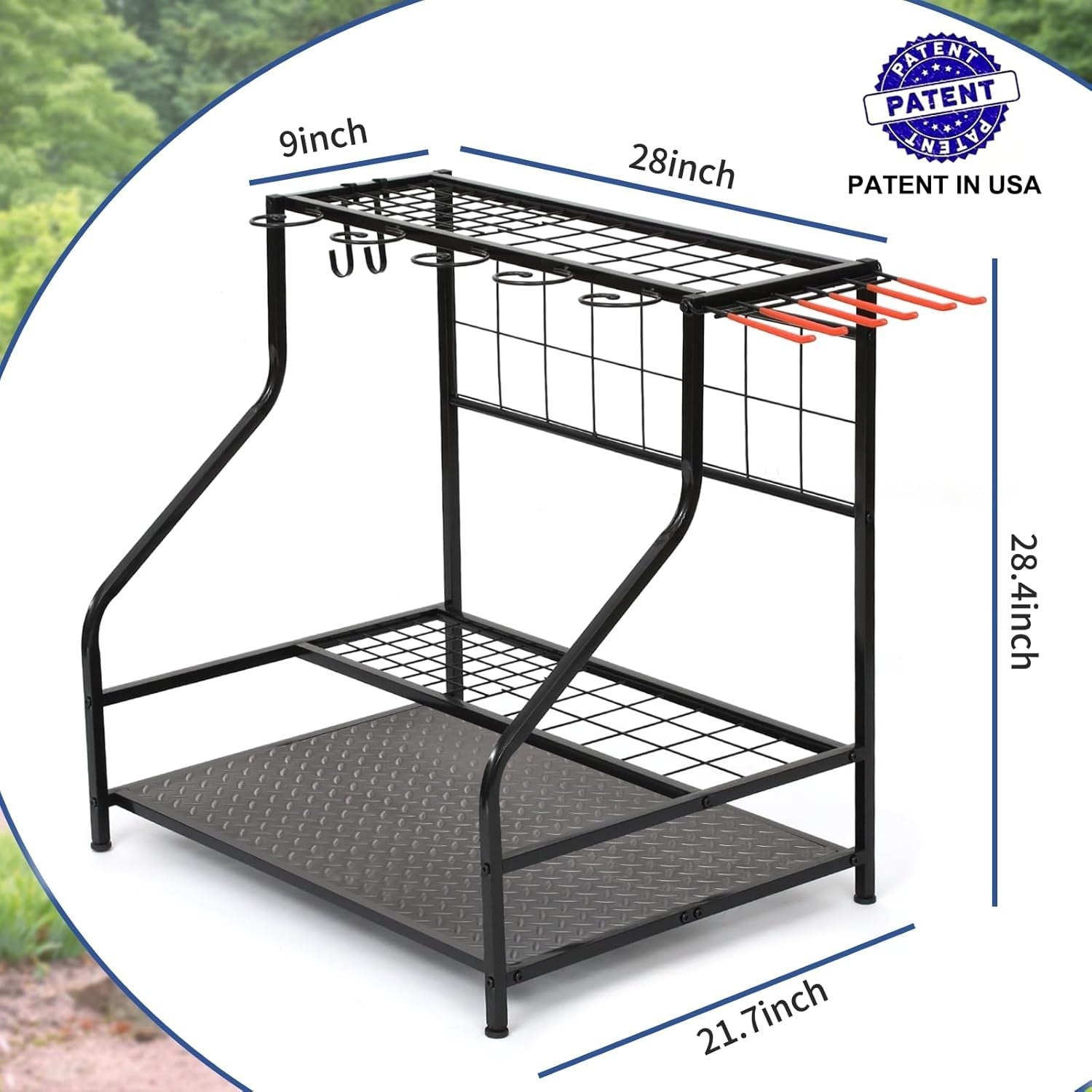 Adjustable Steel Garden Tool Rack Holds 58 Tools 72x72x71cm Black