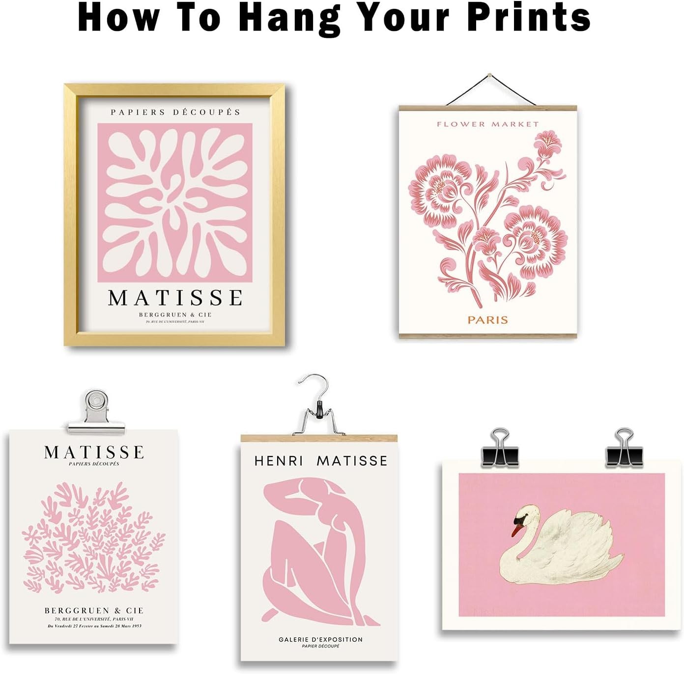 Pink Gallery Wall Art 16pc 11x14in Matisse Style Poster Set