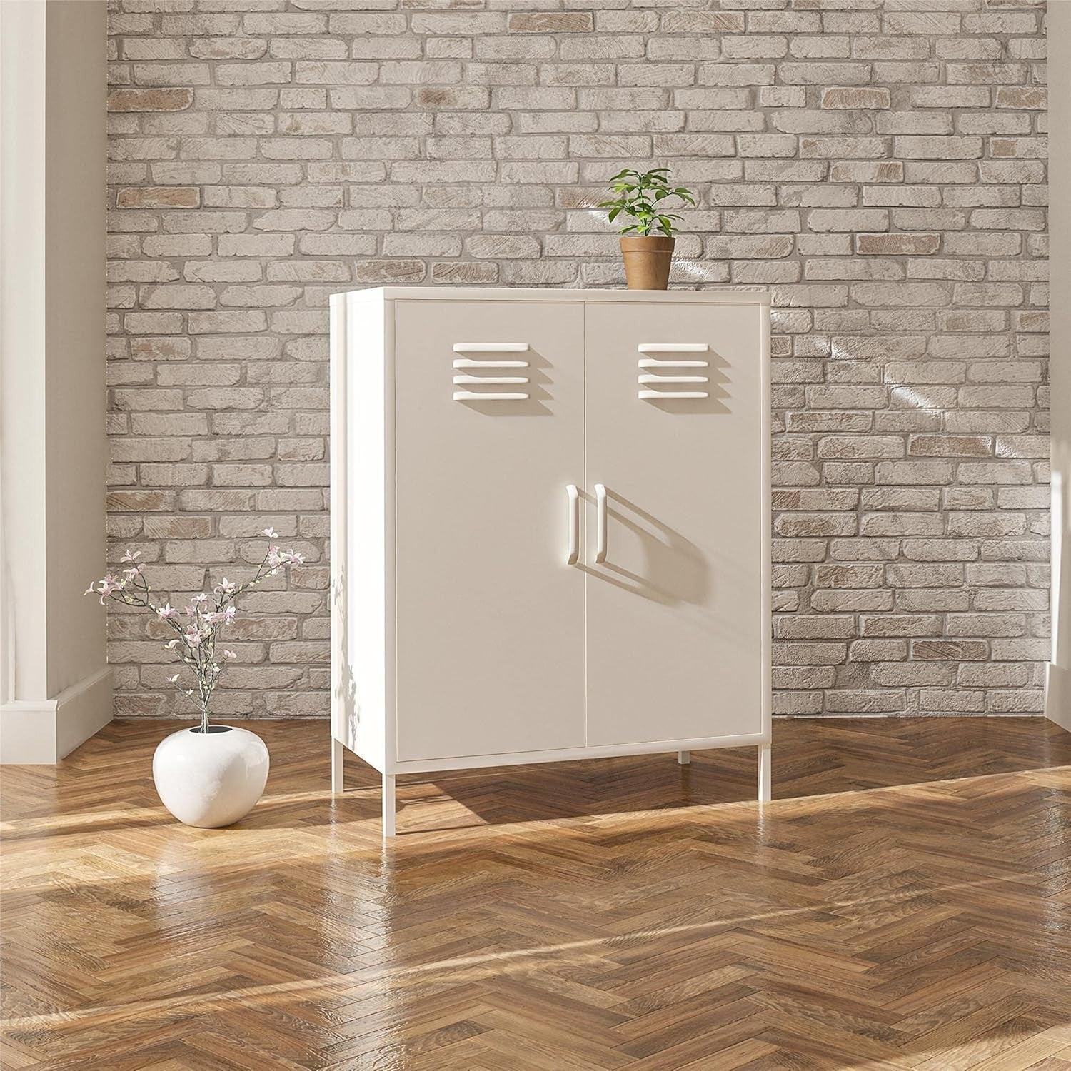 Metal Storage Cabinet 2 Doors 3 Shelves Scratch Resistant 80x40x102cm