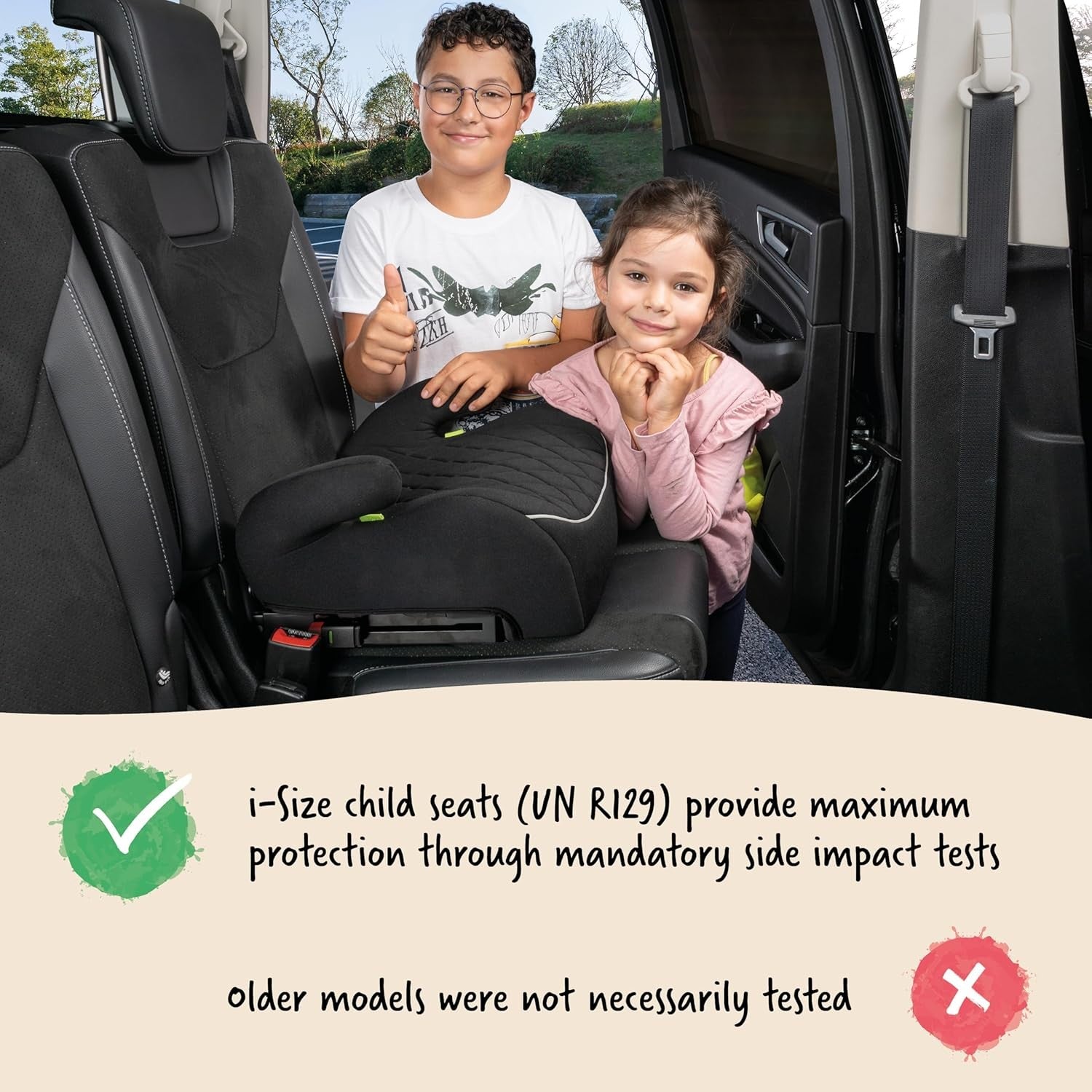 ISOFIX Child Booster Seat 125–150cm R129 Padded Safe Lightweight Car Seat