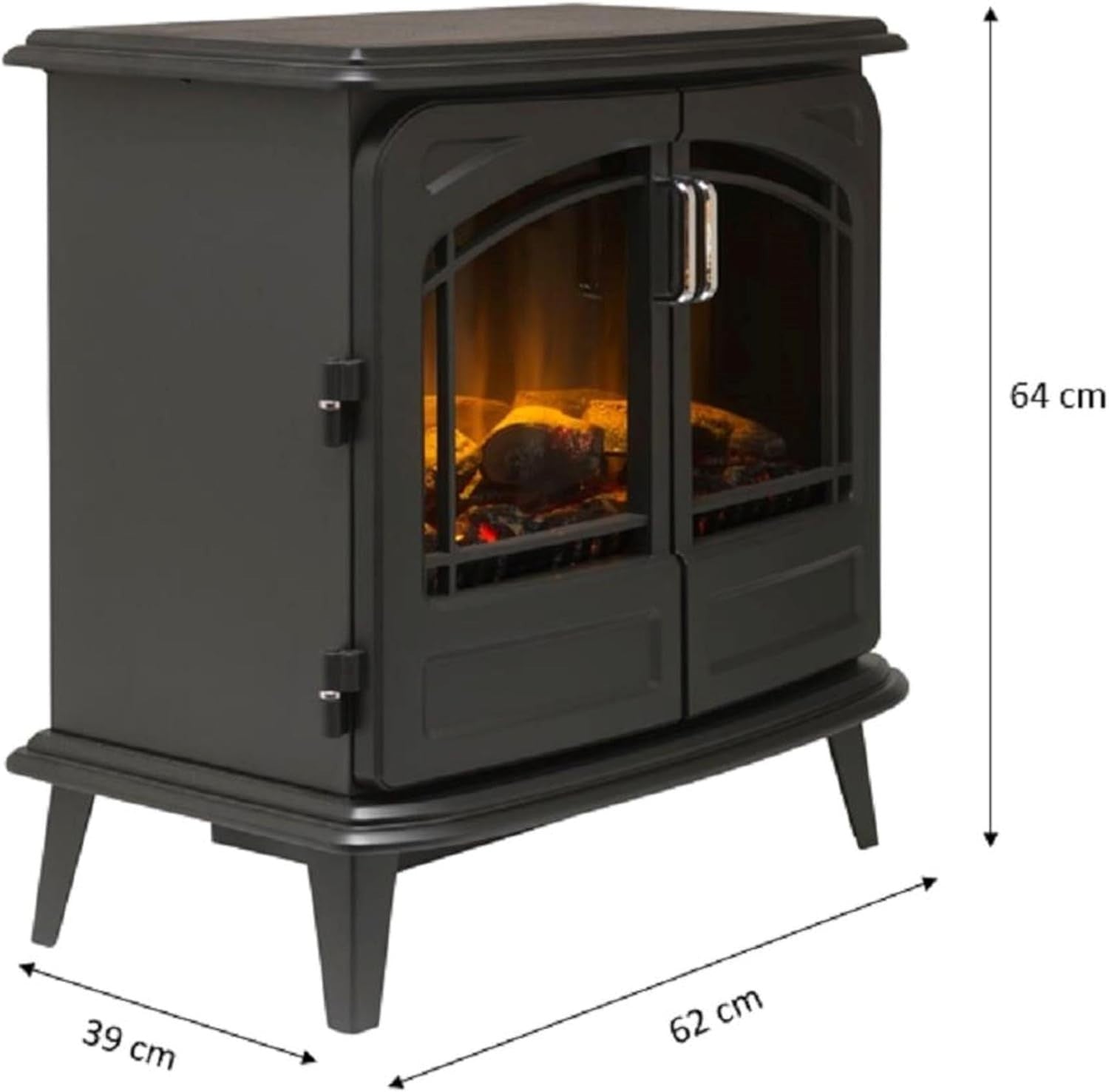 Freestanding Electric Stove 2000W LED Flame Effect Remote Control Heater