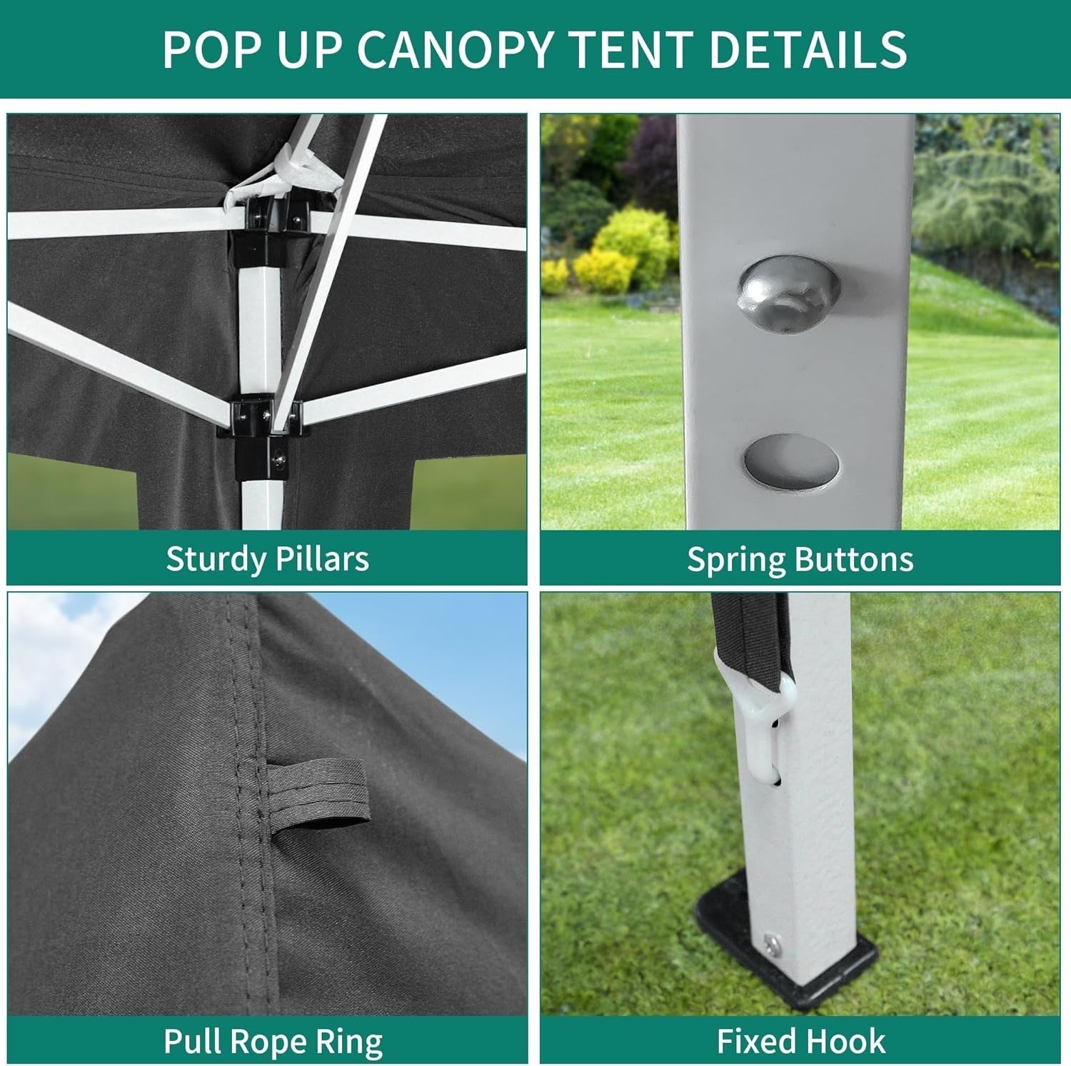 3x3M Heavy Duty Black Gazebo Waterproof Folding Garden Party Tent with Bag