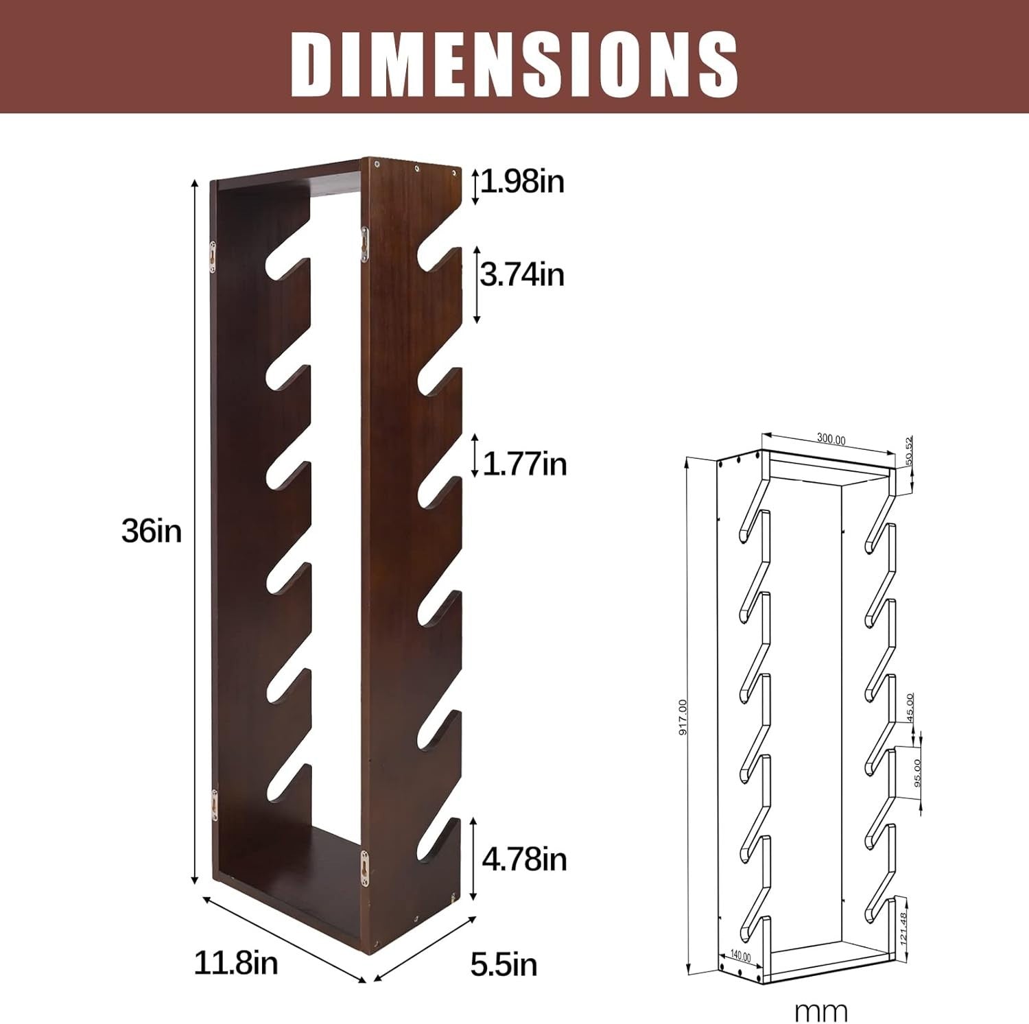Wall Mount Skateboard Rack Holds 6 Boards Solid Wood Organizer