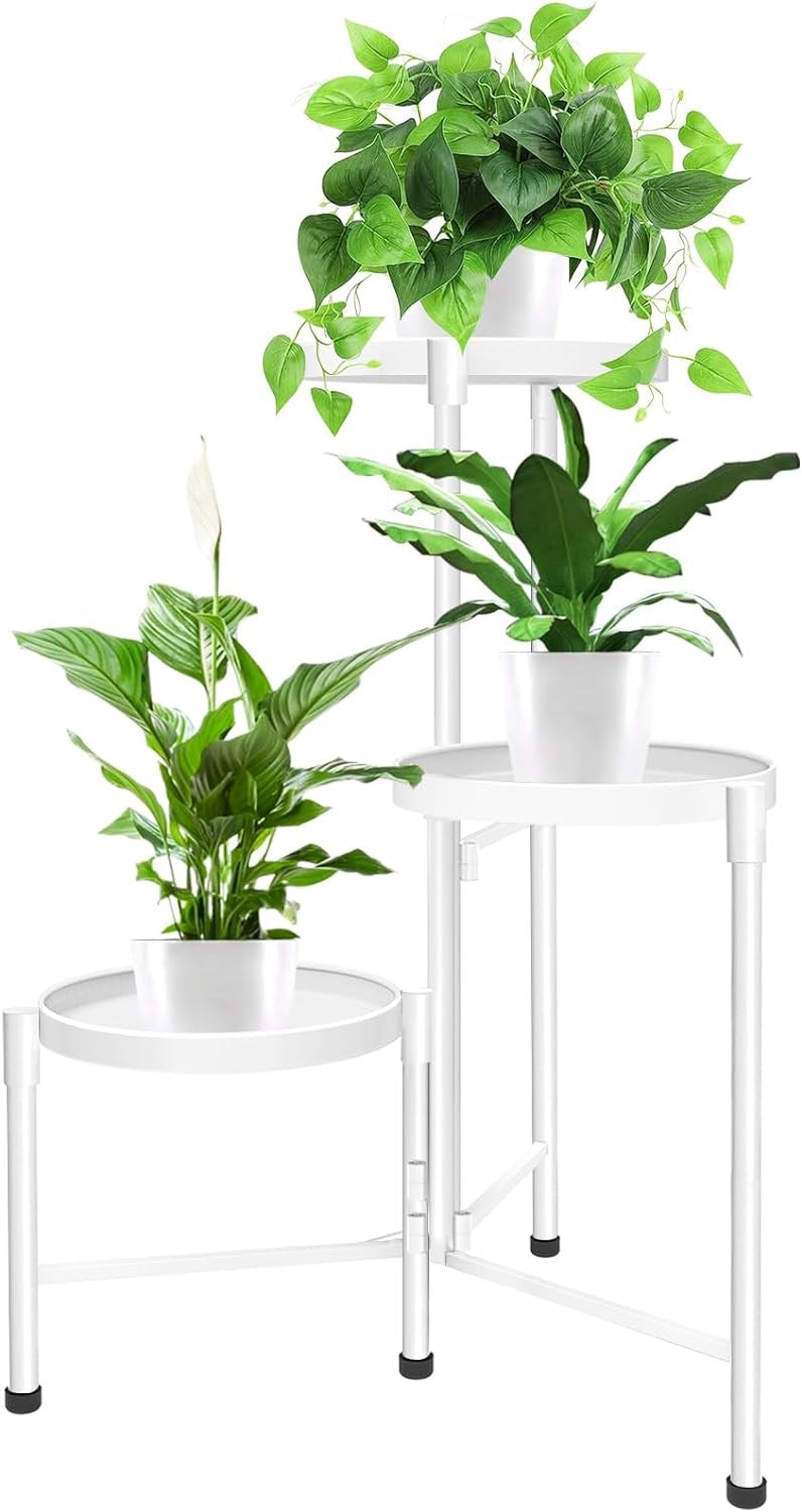 3 Tier White Metal Plant Stand Indoor Outdoor Corner  Rack Flower Pot Display