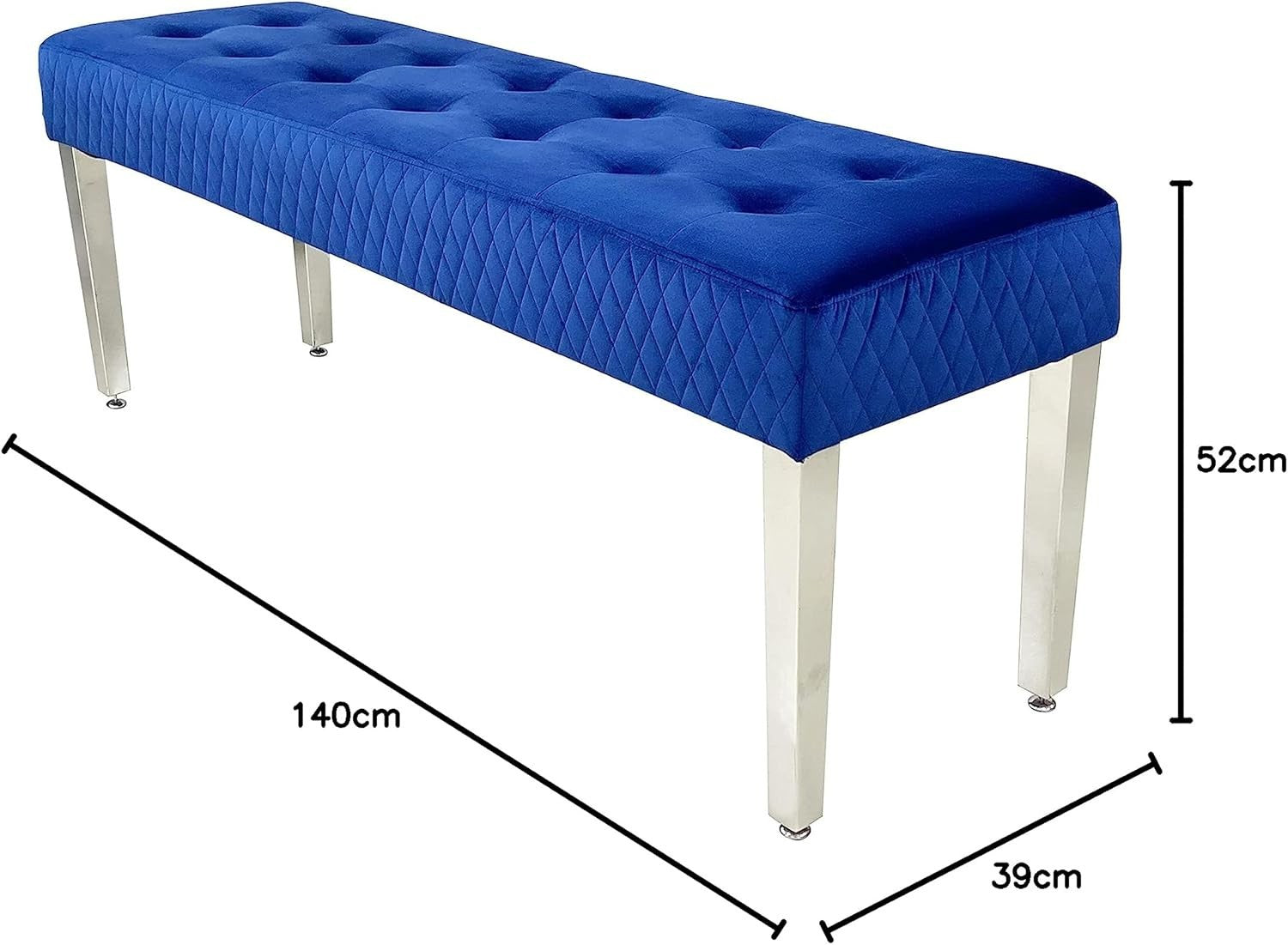 Luxury Navy Velvet 3-Seater Bench Modern Upholstered Dining & Entryway Seat