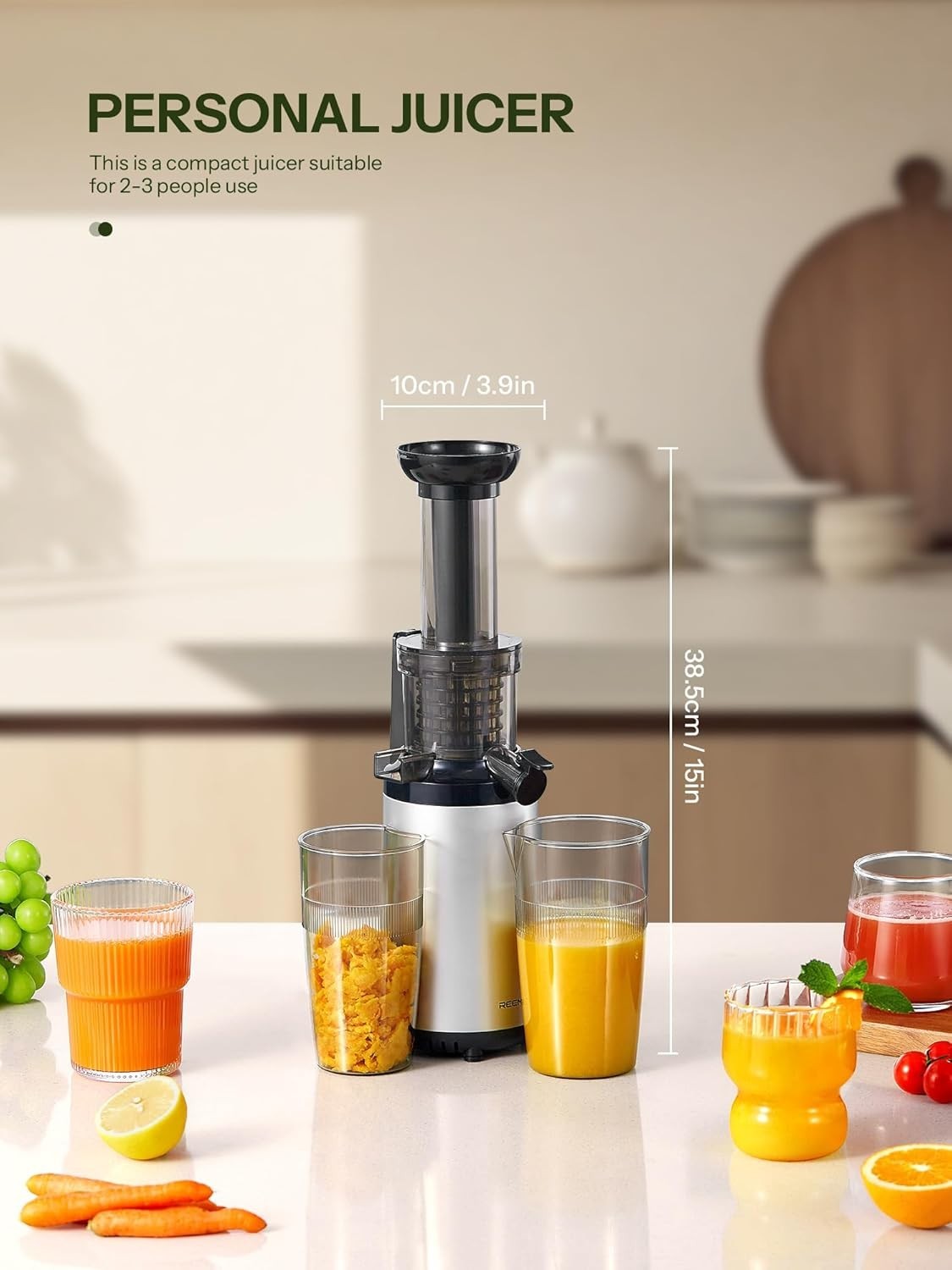 Cold Press Juicer Compact Slow Masticating Quiet BPA Free Easy Clean