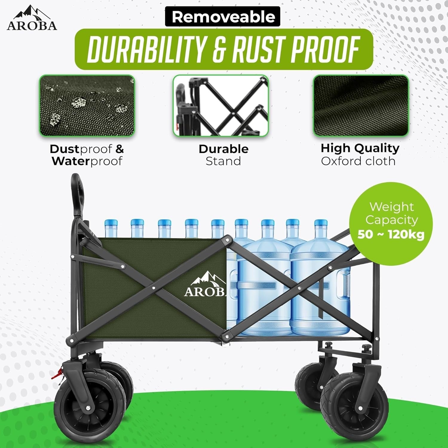 300L Heavy Duty Folding Festival Wagon All-Terrain Trolley w/ Chair & Umbrella