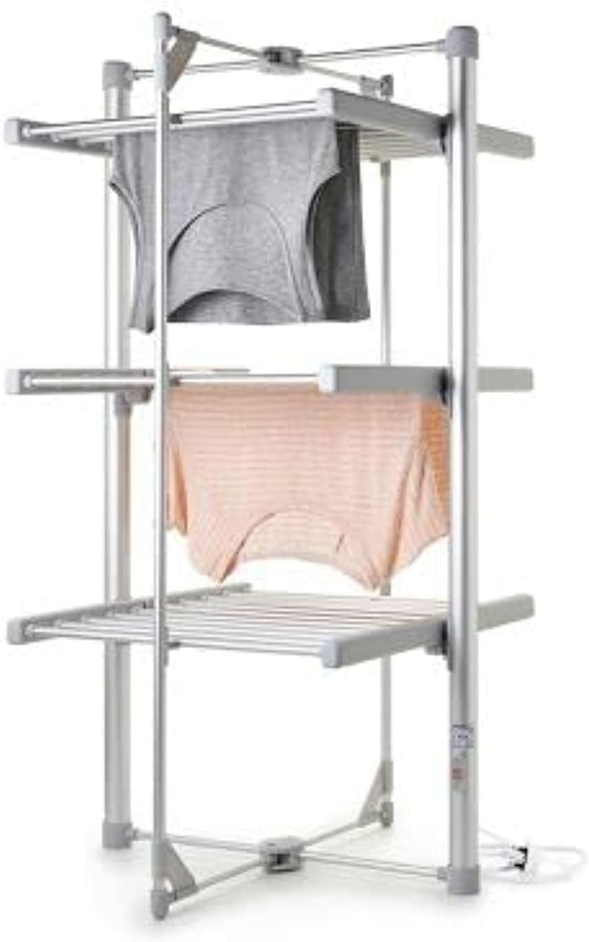 Mini Electric Heated Clothes Airer 3 Tier Folding Indoor Drying Rack