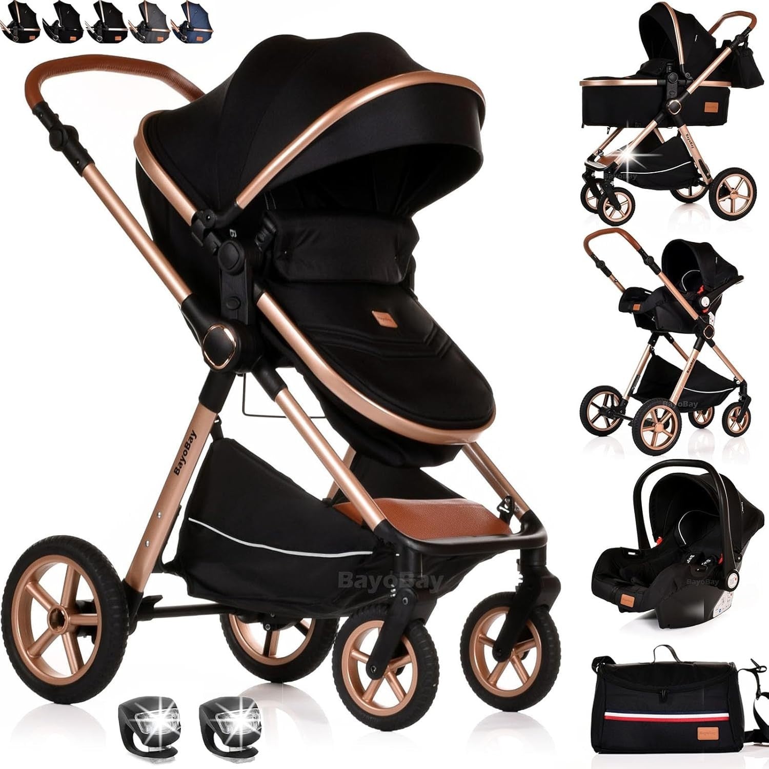 Lightweight Baby Pushchair Stroller From Birth to 22kg Compact Fold XL Canopy