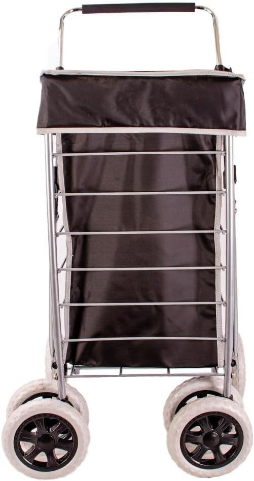 6 Wheel Swivel Shopping Trolley 57L Bag Adjustable Handle Foldable