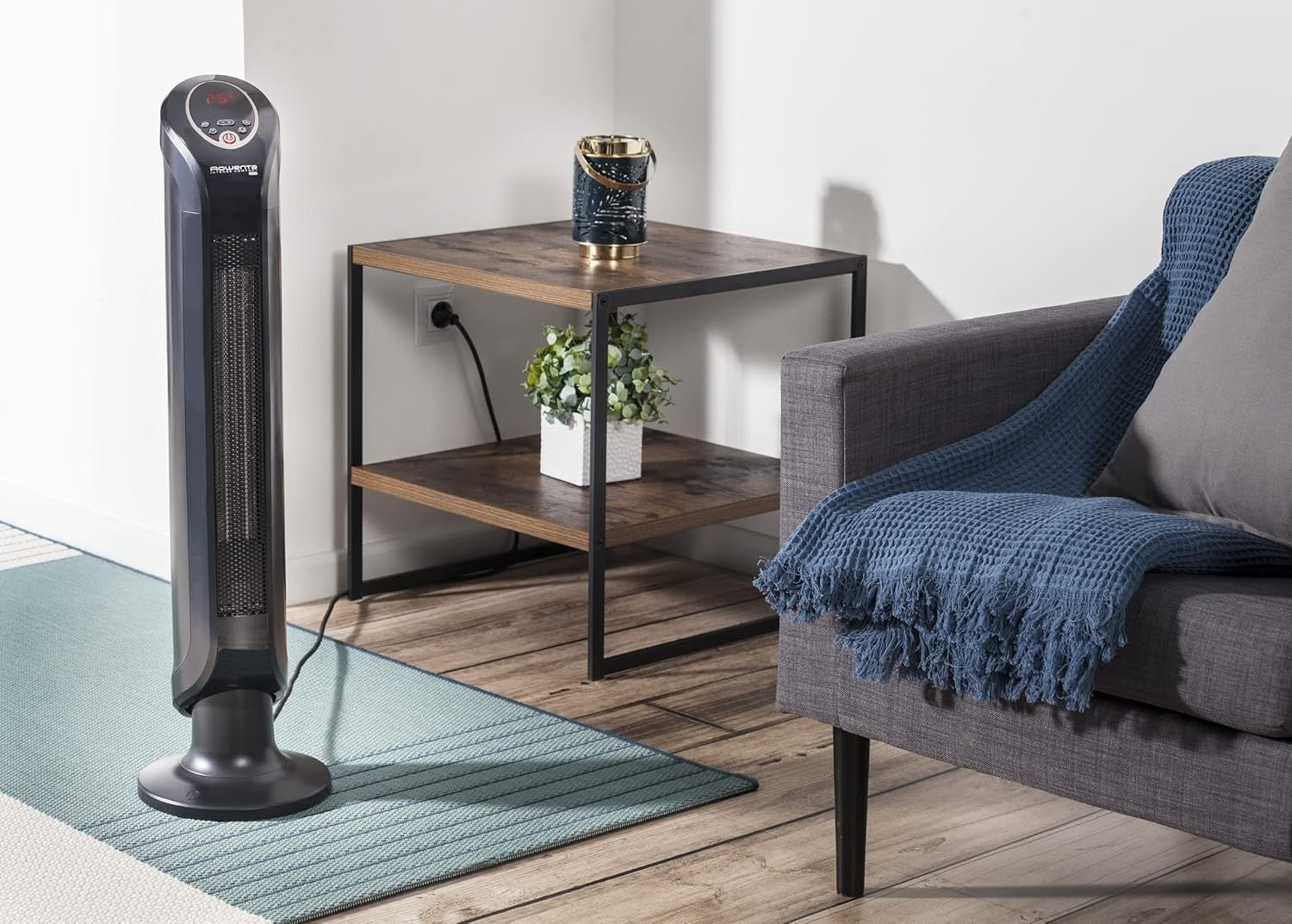 2400W Ceramic Tower Heater Fan 3 Heat Levels Quiet Hot Radiator w Remote – Black