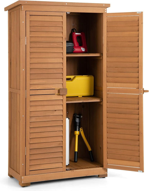 Wooden Garden Storage Shed Outdoor Tool Cabinet with Shelves & Waterproof Roof