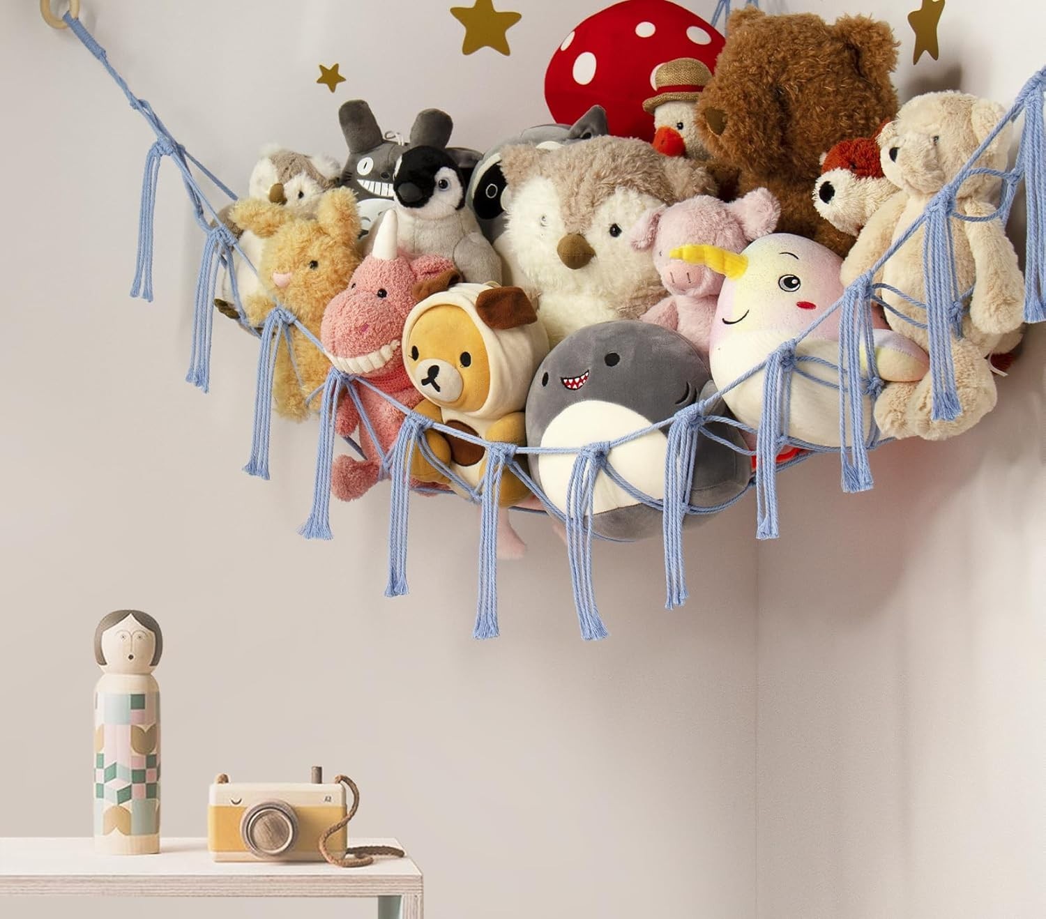 Toy Hammock for Stuffed Animals – Soft Cotton Net Storage, Boho Nursery Decor