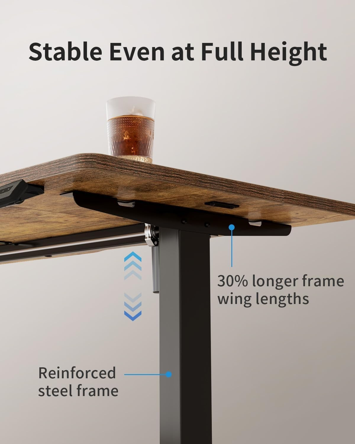 Rustic Brown 120x60cm Electric Standing Desk w/ 4 Memory Settings & Quiet Motor