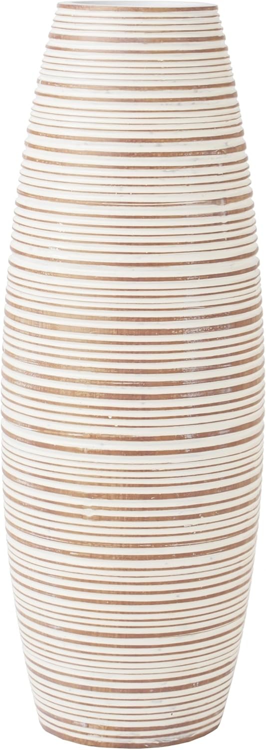 Large White Wash Floor Vase 36cm Tall Pampas Grass Modern Home Décor